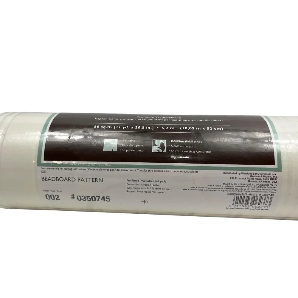 Allen + Roth Paintable Wallcovering Beadboard Pattern 56 Sq. Ft. Roll C278